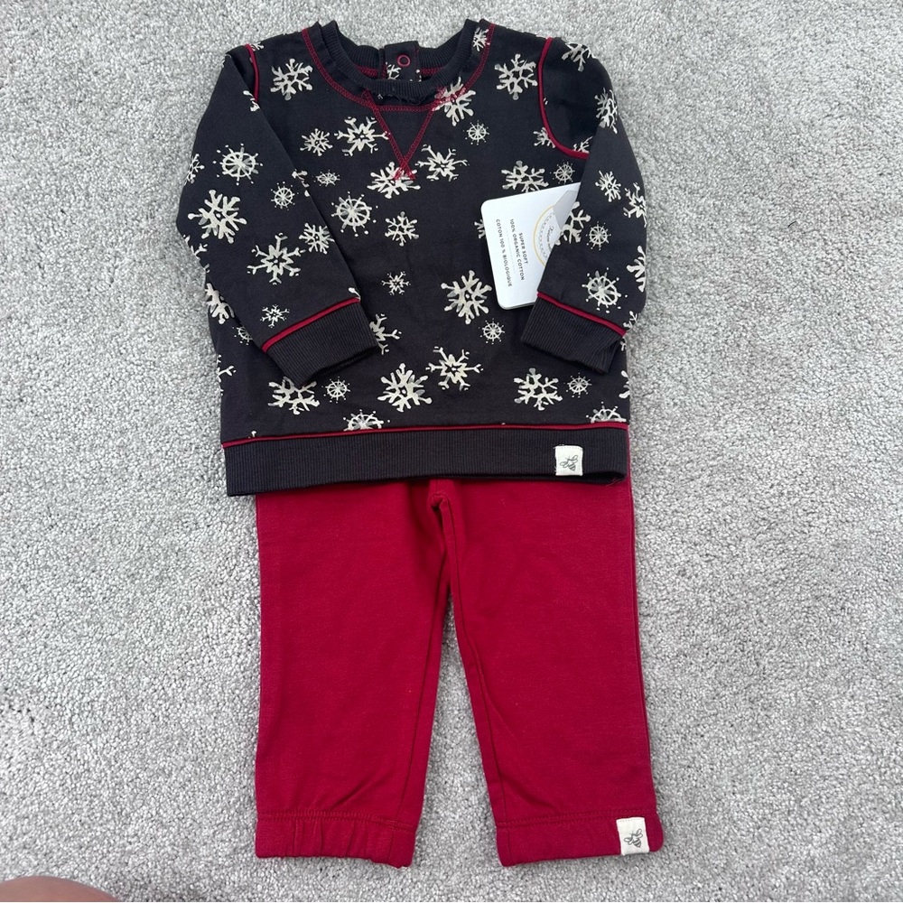 NWT Burt's Bees Baby Black and White Pajama Sets Matching Set 3-6 months